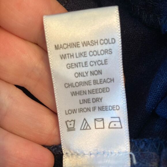 Land ‘ N Sea Navy linen high waist Wide-Leg Pants w/pockets & elastic waist - Picture 10 of 10